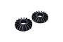 Two black RC differential bevel gears shown from an angled perspective against a white background.