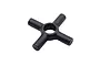A black, cross-shaped differential cross pin component for RC cars, shown against a plain white background.