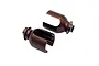 Two dark brown metal RC spool outdrives shown from different angles against a white background.