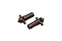Two dark steel differential output shafts for RC cars, shown from different angles against a white background.