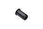 A black metal RC Maker centre tensioner sleeve with a flanged end and internal threading, isolated on a white background.