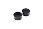 Two black cylindrical RC bumper weights with a central mounting hole, isolated on a white background.