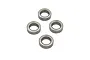 Four metal shielded ball bearings arranged in a diamond pattern against a white background.