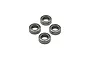 Four small metal shielded ball bearings arranged in a diamond pattern against a white background.