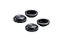 Four black RC shock bladders arranged on a white background, showing both top and bottom sides.