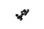 A small pile of black metal grub screws with fine threading, isolated on a white background.