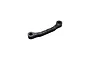 A curved carbon fiber RC chassis brace with two mounting holes, isolated on a white background.