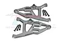A pair of grey aluminium front lower suspension arms for an RC car by GPM Racing, including mounting screws.
