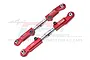 Two red anodized aluminium RC rear camber links with silver threaded turnbuckles and GPM branding against a white background.