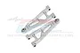 A pair of silver GPM Racing aluminium front lower suspension arms for RC cars, featuring a 7075 alloy construction.