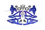 A set of blue anodized aluminium RC steering hubs and front suspension arms with included bearings and hardware, laid out on a white background.