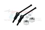 Two black GPM carbon steel front CVD driveshafts with silver aluminium hex adapters and small washers on a white background.
