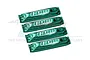Four green metallic GPM Racing shock wraps for RC cars arranged in a row against a white background.