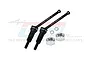 Two black carbon steel RC rear driveshafts with silver aluminium hex adapters and small washers on a white background.