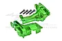 GPM Racing green anodized aluminium front and rear upper bulkhead set for RC cars, including four mounting screws.