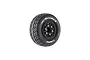 A single Louise SC-Rocket RC short course tyre mounted on a black spoked rim with gold-coloured hex hardware, isolated on a white background.