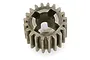 A metallic 20-tooth pinion gear for an RC vehicle drivetrain, shown from a top-down angle against a white background.