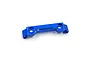 A deep blue anodized aluminium narrow upper brace for Mini-Z RC cars, featuring machined edges and mounting holes.