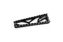 A black anodized aluminum Yeah Racing droop gauge for RC cars, featuring laser-etched measurement markings from -2 to 10.5 mm.