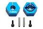 Factory Team Aluminium 12mm Wheel Hex +7mm Adaptors 2Pcs - Blue 91610