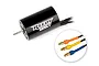 Reedy Power 280-4500kV brushless motor with black casing and three bullet connectors with orange, yellow, and blue heat shrink.