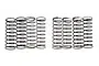 A set of eight black metal RC shock springs arranged in two rows of four against a white background.