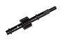 A black metal top shaft for an RC transmission with a central gear and threaded end.